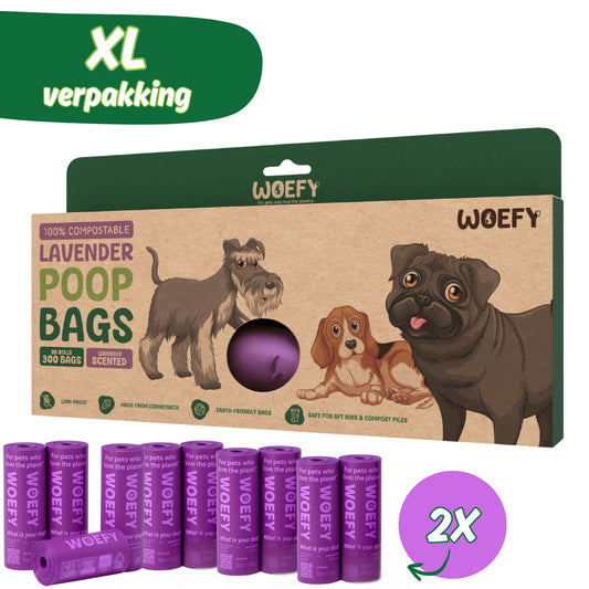 lavendel geur poepzakjes, voorkant productverpakking