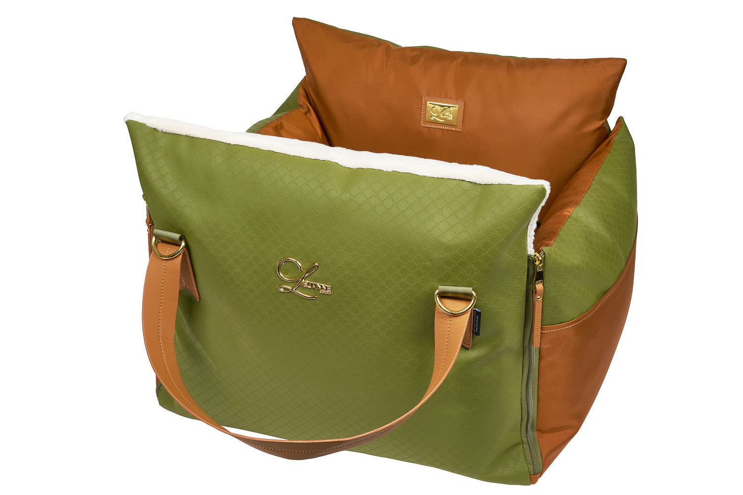 Designer Luxury Dog Car Seat | Olive Green