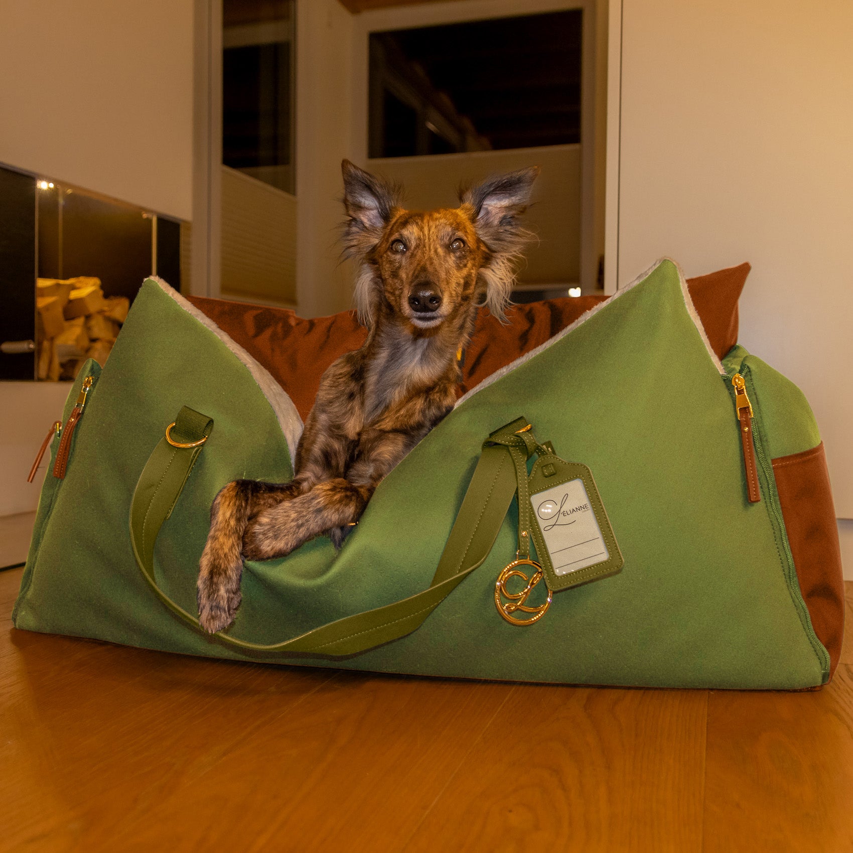 Designer Luxury Dog Car Seat XL | Olive Green