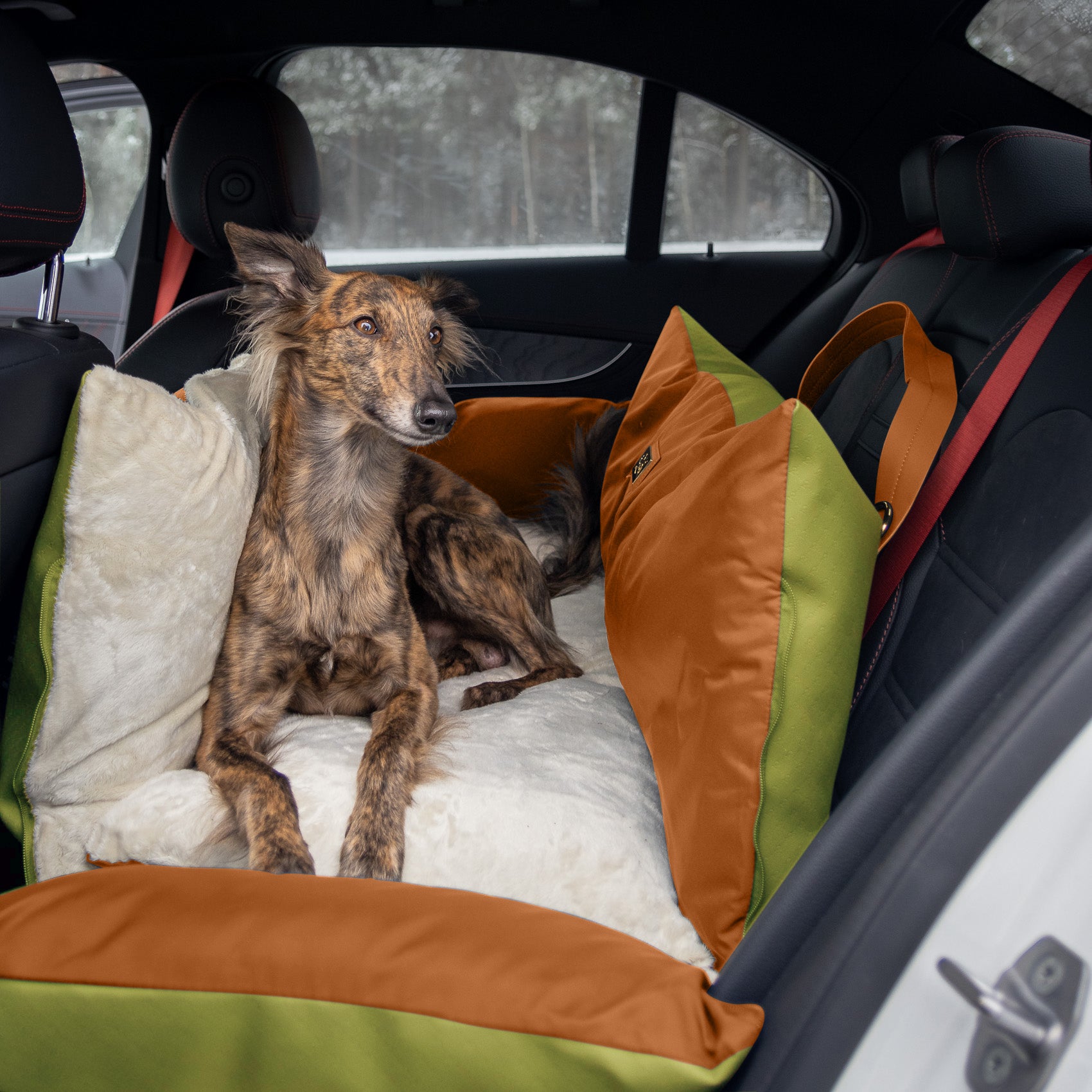Designer Luxury Dog Car Seat XL | Olive Green