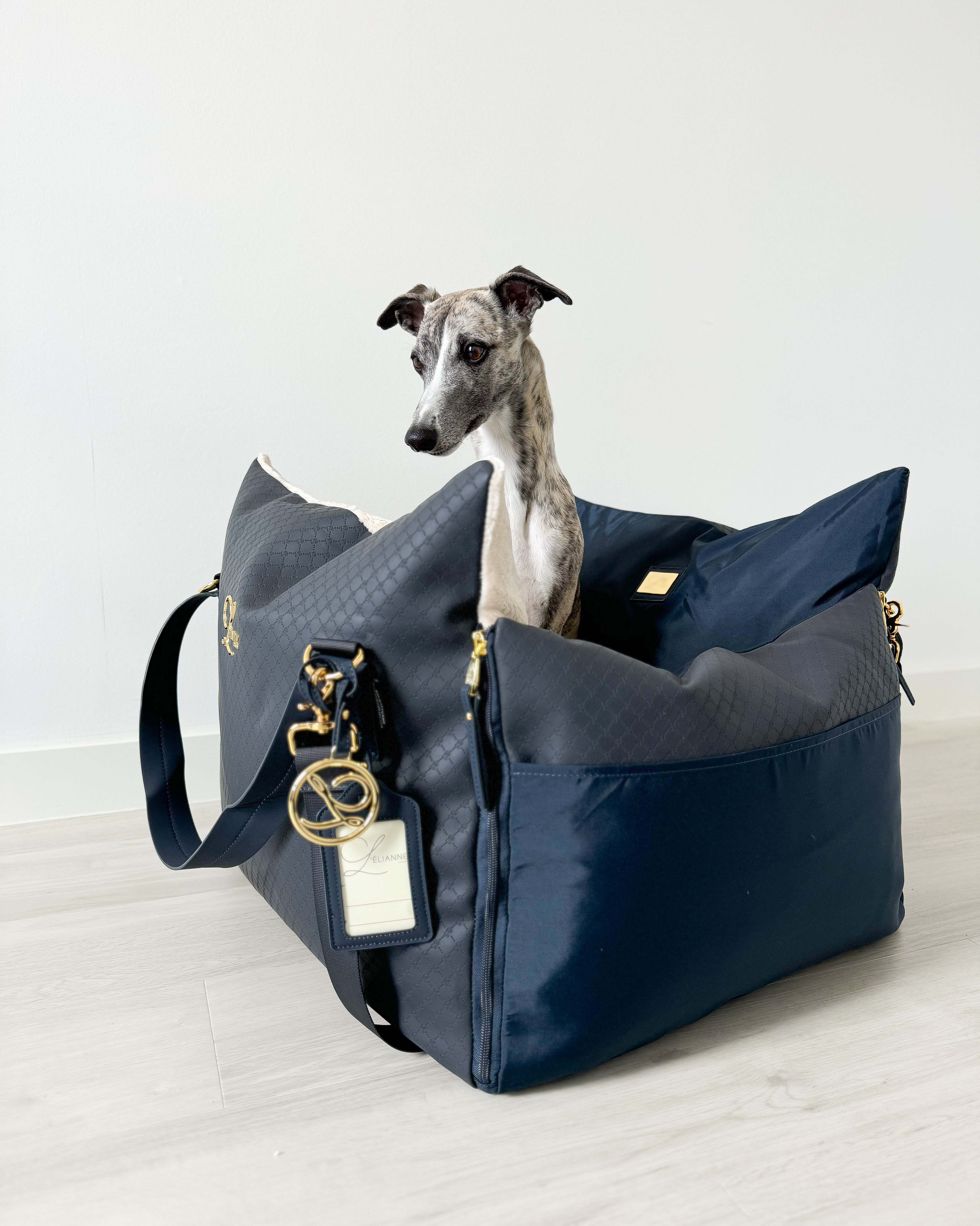 Designer Luxury Dog Car Seat | Navy Blue