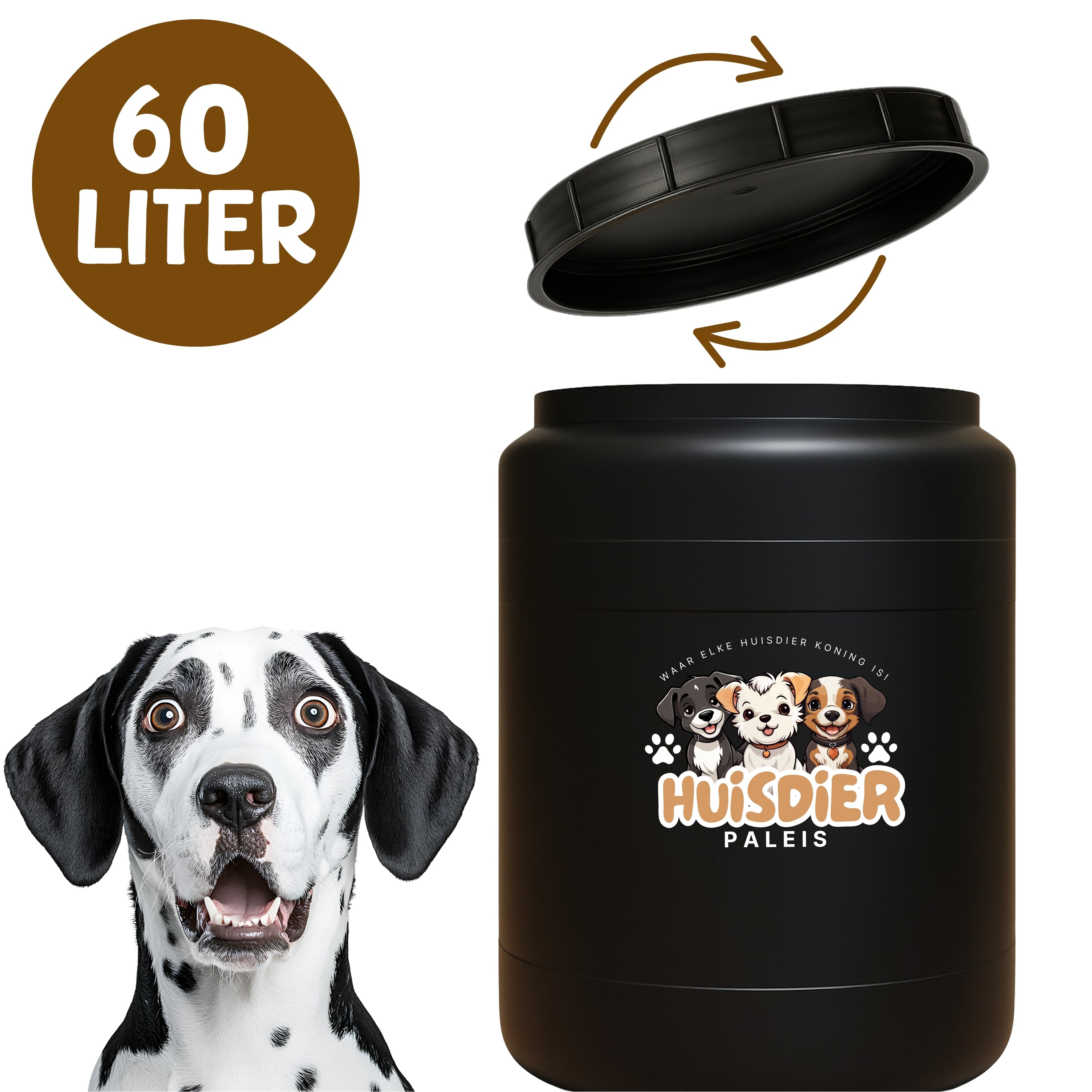 voerton, 60 liter, zwart, voorkant product