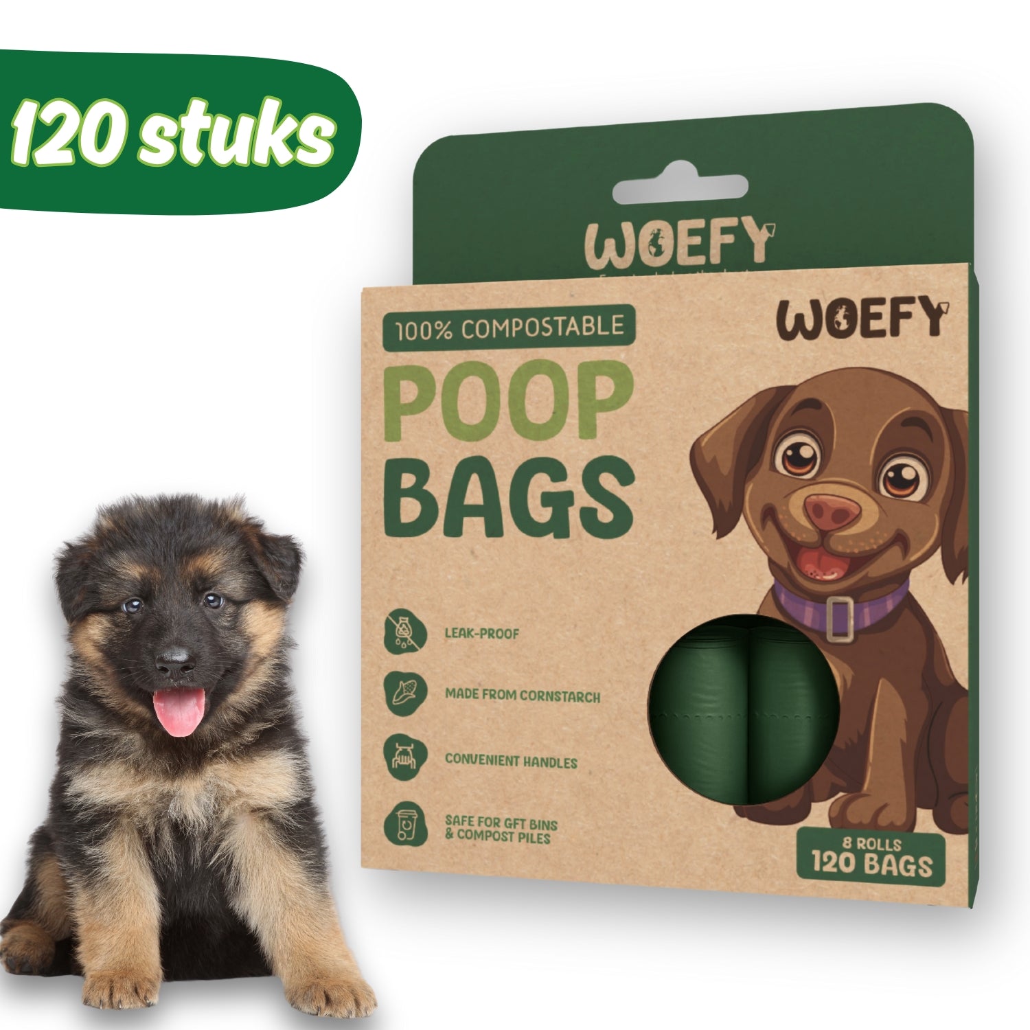 Woefy Biologische Poepzakjes 120 stuks