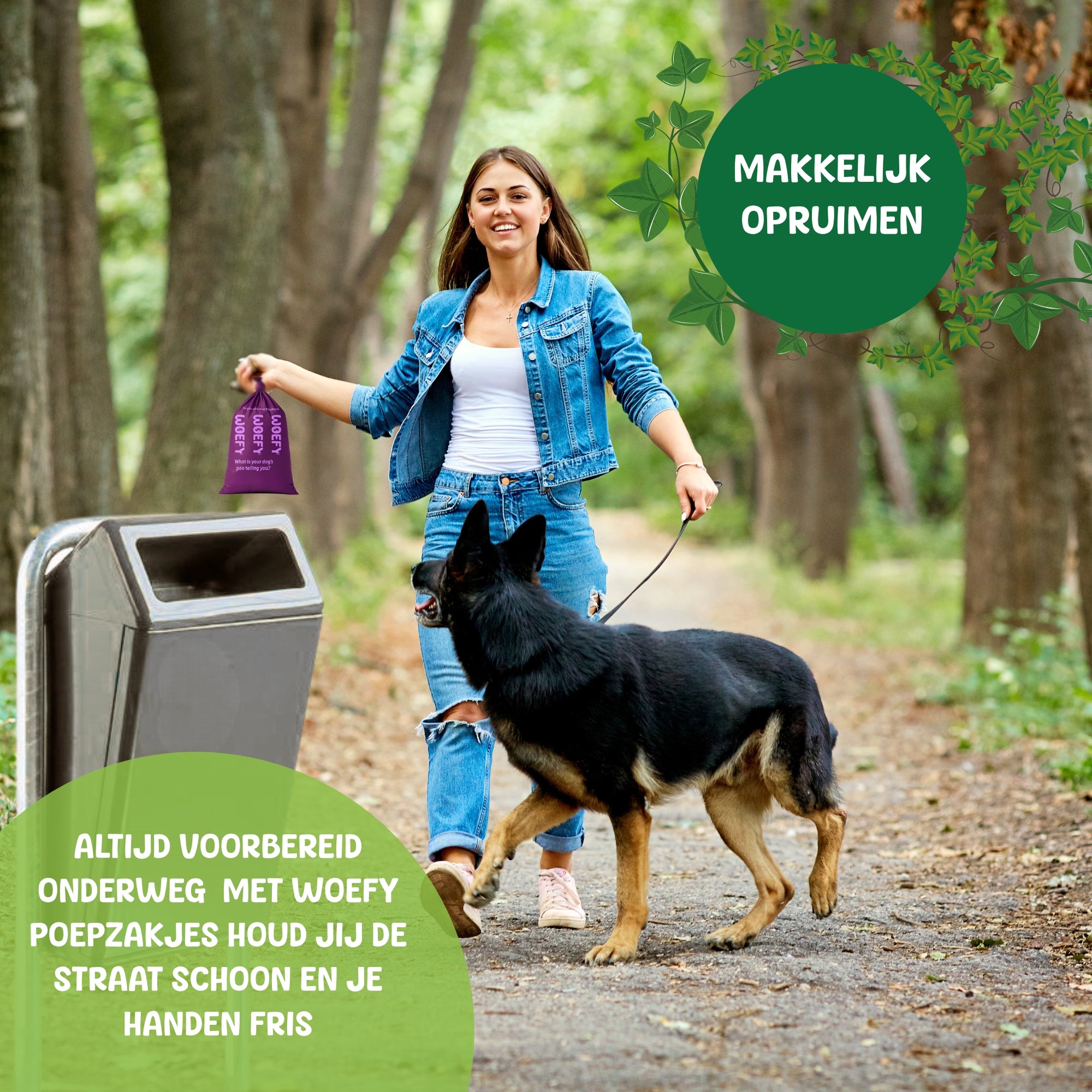 Woefy Biologische poepzakjes 120 stuks Lavendel