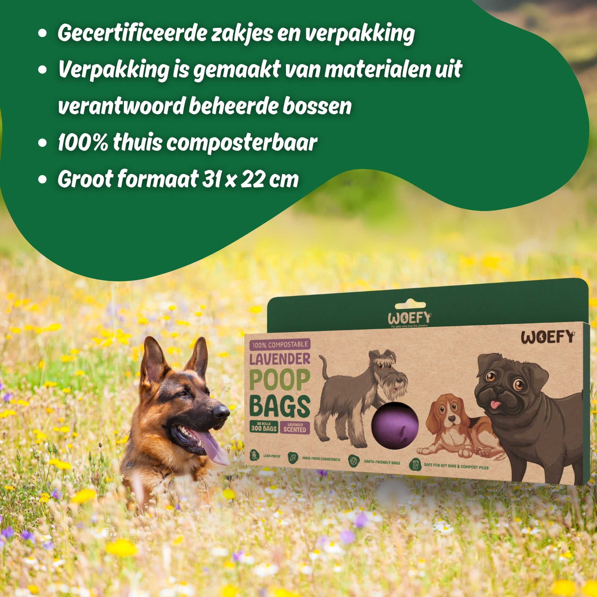 Woefy Poepzakjes 300 stuks Lavendel Geur
