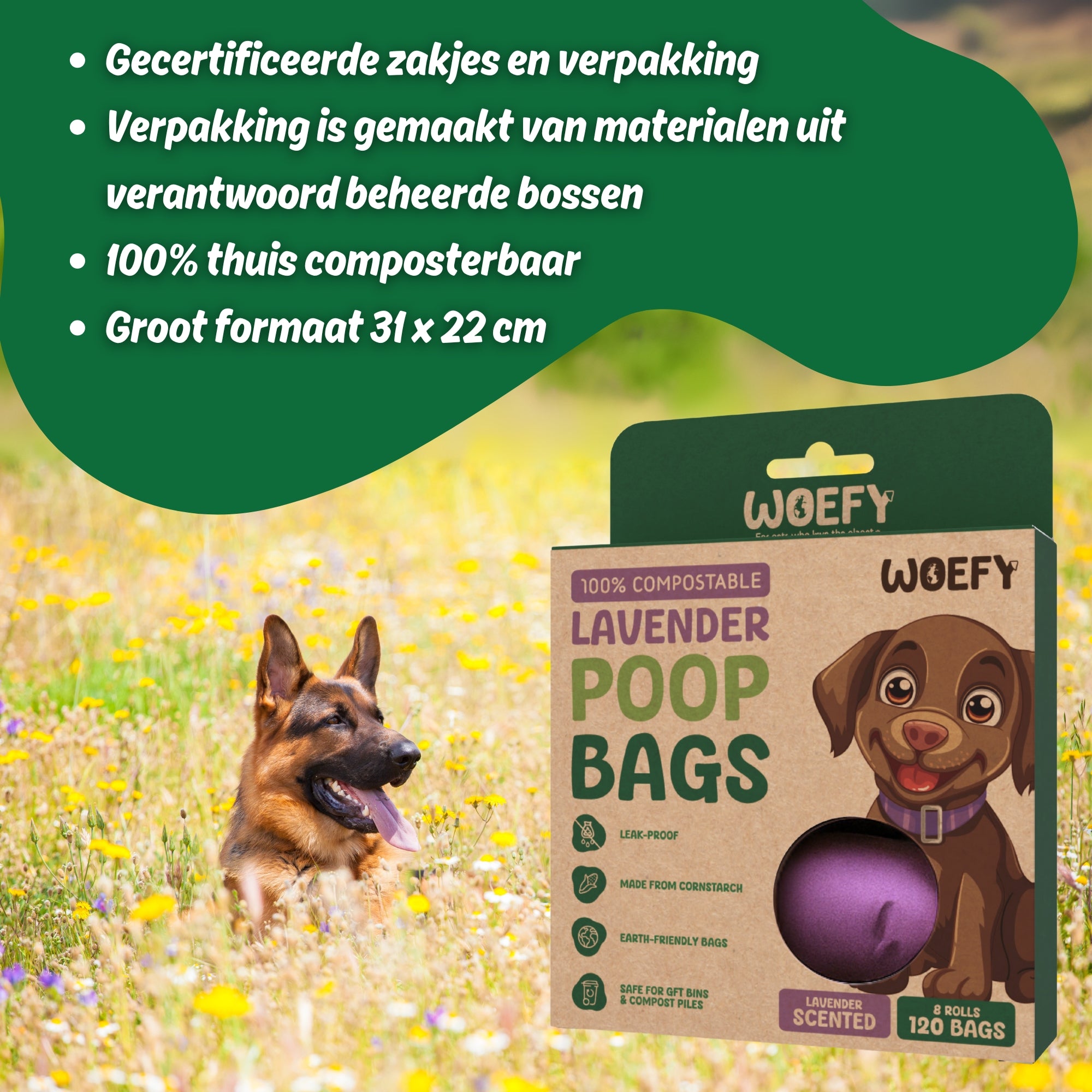Woefy Poepzakjes 300 stuks Lanvendel Geur